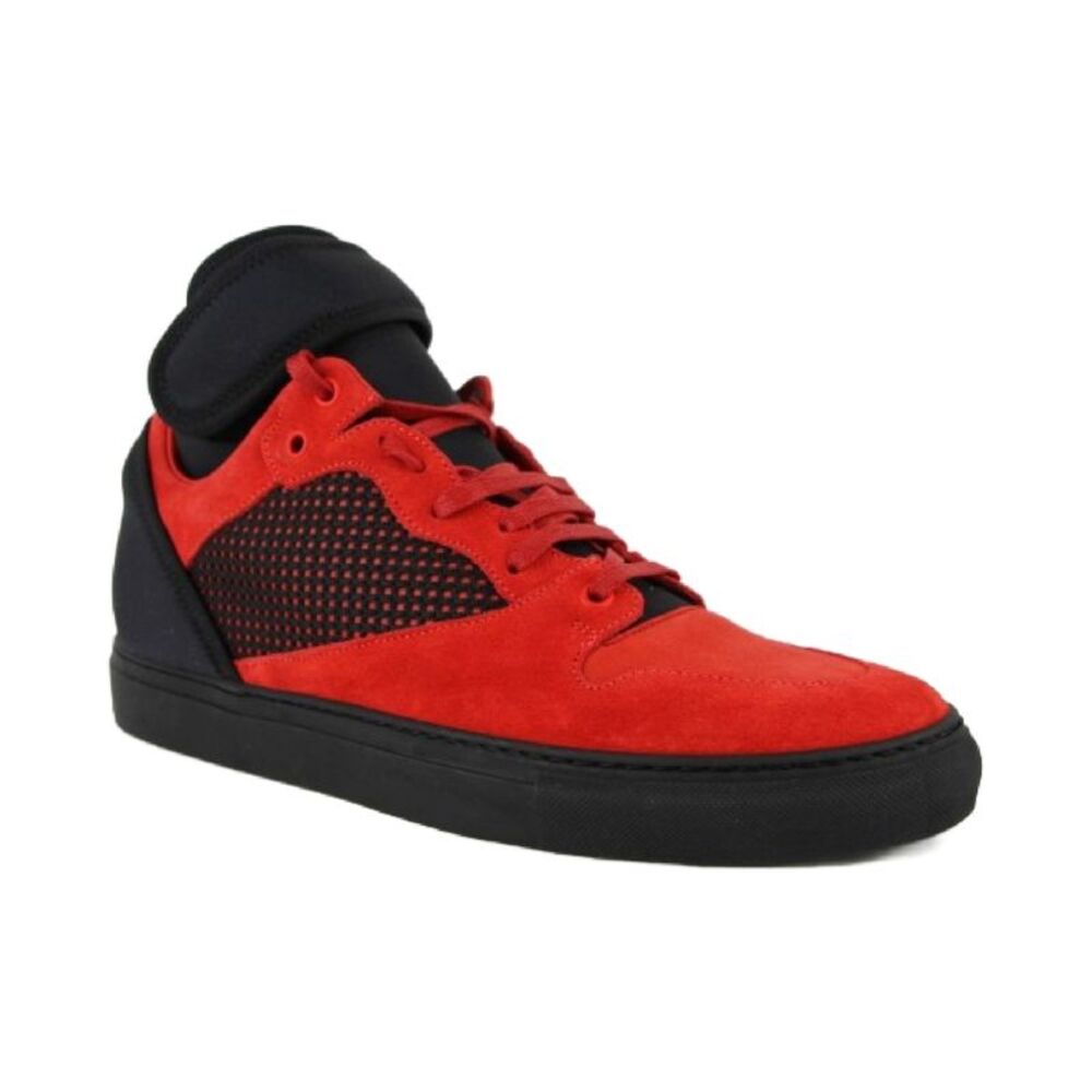 Balenciaga Men's High Top Black / Red Suede Leather Sneakers (42 EU / 9 US) - Picture 2 of 7